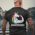Cute Unicorn Grandpa Girl Birthday Party Apparel Grandpacorn Men's Back Print T-shirt Gifts for Old Men