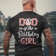 Dad Of The Birthday Girl Cow Farm Birthday Party Daddy Papa Mens Back Print T-shirt Gifts for Old Men