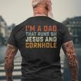 Im A Dad That Runs On Jesus Cornhole Christian Vintage Men's T-shirt Back Print Gifts for Old Men