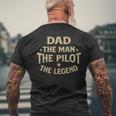 Dad The Man The Pilot The Legend Airlines Airplane Lover Mens Back Print T-shirt Gifts for Old Men