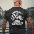Diamonds Are A Girls Best Friend Softball Baseball Girl Love Men's Back Print T-shirt Gifts for Old Men