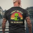 I Dont Believe In Humans Alien Ufo Cat Vintage Retro Men's T-shirt Back Print Gifts for Old Men