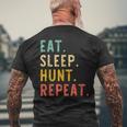 Eat Sleep Hunt Repeat Hunting Hunter Retro Vintage Men's Back Print T-shirt Gifts for Old Men