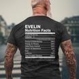 Evelin Nutrition Facts Name Named Funny Mens Back Print T-shirt Gifts for Old Men