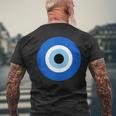 Evil Eye Hamsa Greek Good Luck Protection Design Mens Back Print T-shirt Gifts for Old Men