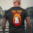Full Time Cat Dad Halloween Black Cat Wearing Ghost Halloween Cat Dad Men's Back Print T-shirt Gifts for Old Men