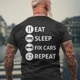 Funny Eat Sleep Fix Cars Repeat Auto Mechanic Gift Mens Back Print T-shirt Gifts for Old Men