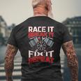 Funny Racing Mechanic Race It Break It Fix It Repeat Mens Back Print T-shirt Gifts for Old Men
