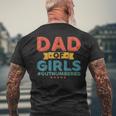 Girl Dad Outnumbered Fathers Day From Wife Daughter Vintage Mens Back Print T-shirt Gifts for Old Men