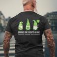 Gnome One Fights Alone Mental Health Awareness Green Ribbon Mens Back Print T-shirt Gifts for Old Men