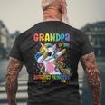 Grandpa Of The Birthday Princess Dabbing Unicorn Girl Men's Back Print T-shirt Gifts for Old Men
