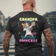 Grandpa Of The Birthday Princess Unicorn Dabbing Girl Men's Back Print T-shirt Gifts for Old Men