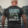 Grandpa Of The Birthday Boy Monster Truck Birthday Boy Mens Back Print T-shirt Gifts for Old Men
