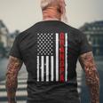 Grandpa Usa Flag Firefighter Thin Red Line Fireman Men's T-shirt Back Print Gifts for Old Men