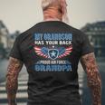 Mens My Grandson Has Your Back Proud Air Force Grandpa Military Men's T-shirt Back Print Gifts for Old Men