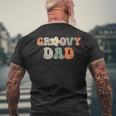 Groovy Dad Retro Leopard Colorful Flowers Design Mens Back Print T-shirt Gifts for Old Men