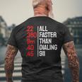 Gun Caliber All Faster Than Dialing 911 Guns Men's Back Print T-shirt Gifts for Old Men