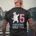 Happy 5Th Birthday UnicornShirt Awesome Since 2014 Men's Back Print T-shirt Gifts for Old Men