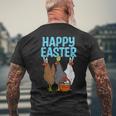 Happy Easter Chicken Bunnies Egg Poultry Farm Animal Farmer Men's Back Print T-shirt Gifts for Old Men