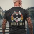 Mens Husky Dad Dog Sunglasses Vintage Siberian Husky Men's T-shirt Back Print Gifts for Old Men