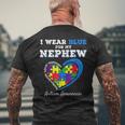 I Wear Blue For My Nephew Autism Awareness Uncle Aunt Puzzle Mens Back Print T-shirt Gifts for Old Men