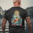 Immaculate Heart Of Mary Our Blessed Mother Catholic VintageMen's Back Print T-shirt Gifts for Old Men