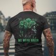 In May We Wear Green Mental Health Awareness Mens Back Print T-shirt Gifts for Old Men