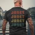 Janet First Name Retro Vintage Style Wordmark Pattern Men's Back Print T-shirt Gifts for Old Men