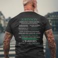 Johnson Name Gift Johnson Completely Unexplainable Mens Back Print T-shirt Gifts for Old Men