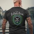 Johnston Clan Crest | Scottish Clan Johnston Family Badge Mens Back Print T-shirt Gifts for Old Men