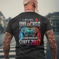 Level 6 Unlocked Awesome Since 2017 6Th Birthday Gaming Men's Back Print T-shirt Gifts for Old Men