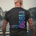 Limited Edition April 1990 33Th Birthday Born 1990 Men's Back Print T-shirt Gifts for Old Men