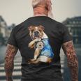 I Love Dad Tattoo English Bulldog Dog Dad Tattooed Men's T-shirt Back Print Gifts for Old Men