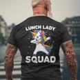 Lunch Lady Squad Dabbing Unicorn Lunch Ladies Men's Back Print T-shirt Gifts for Old Men