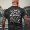 Made In 1919 100 Years Old Vintage 100Th Birthday Shirt Men's Back Print T-shirt Gifts for Old Men