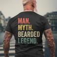 Mens Man Myth Bearded Legend Dad Beard Fathers Day Vintage Men's T-shirt Back Print Gifts for Old Men