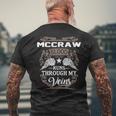 Mccraw Name Gift Mccraw Blood Runs Through My Veins Mens Back Print T-shirt Gifts for Old Men