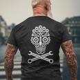 Mechanical Engineer Skull Mechanic Lazy Costume Gift Mens Back Print T-shirt Gifts for Old Men