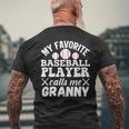 My Favorite Baseball Player Calls Me Granny Heart Ball Gifts Mens Back Print T-shirt Gifts for Old Men
