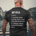 Myra Definition Personalized Custom Name Loving Kind Mens Back Print T-shirt Gifts for Old Men