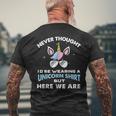 Never Thought Id Be Wearing A Unicorn Dad Father Mens Back Print T-shirt Gifts for Old Men