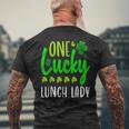 One Lucky Lunch Lady St Patricks Day Irish Shamrock Men's T-shirt Back Print Gifts for Old Men