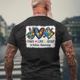 Peace Love Accept Autism Puzzle Pieces Autism Mom Dad Kids Mens Back Print T-shirt Gifts for Old Men