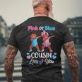 Pink Or Blue Cousin Loves You Black Baby Gender Reveal Party Men's Back Print T-shirt Gifts for Old Men