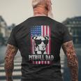 Pitbull Dad American Flag Men's Back Print T-shirt Gifts for Old Men