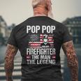 Pop Pop Firefighter The Man The Legend Retro Usa Flag Mens Back Print T-shirt Gifts for Old Men