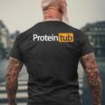 Protein Tub Fun Adult Humor Joke Workout Fitness Gym Men's Back Print T-shirt Gifts for Old Men