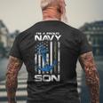 Proud Navy Son American Flag Vintage Men's T-shirt Back Print Gifts for Old Men