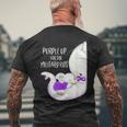 Purple Up For The Military Kids Month Funny Elephant Ribbon Mens Back Print T-shirt Gifts for Old Men