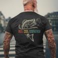 Reel Cool Godfather Fathers Day Gift For Fishing Dad Mens Back Print T-shirt Gifts for Old Men